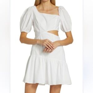NWT  ASTR The Label Mayfair Cotton puff sleeve cut out mini dress